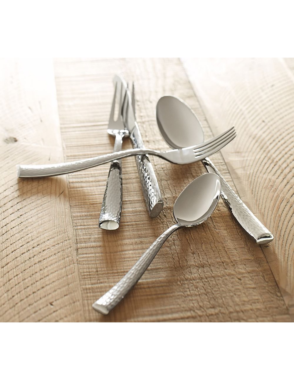 Set cubiertos shiny hammered de acero inoxidable 5 piezas