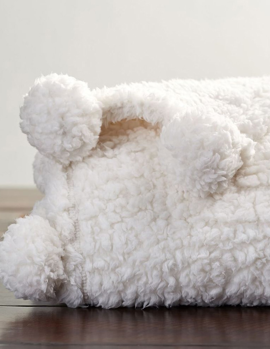 Frazada de tejido jersey Cozy Pom Pom