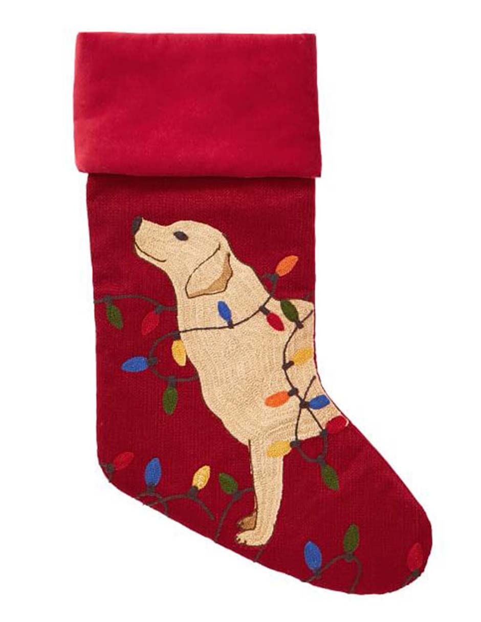 Bota navideña Dog Lights estampado navideño