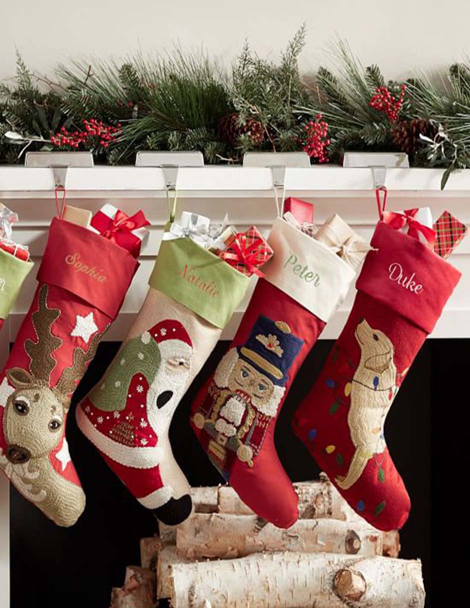 Bota navideña Dog Lights estampado navideño