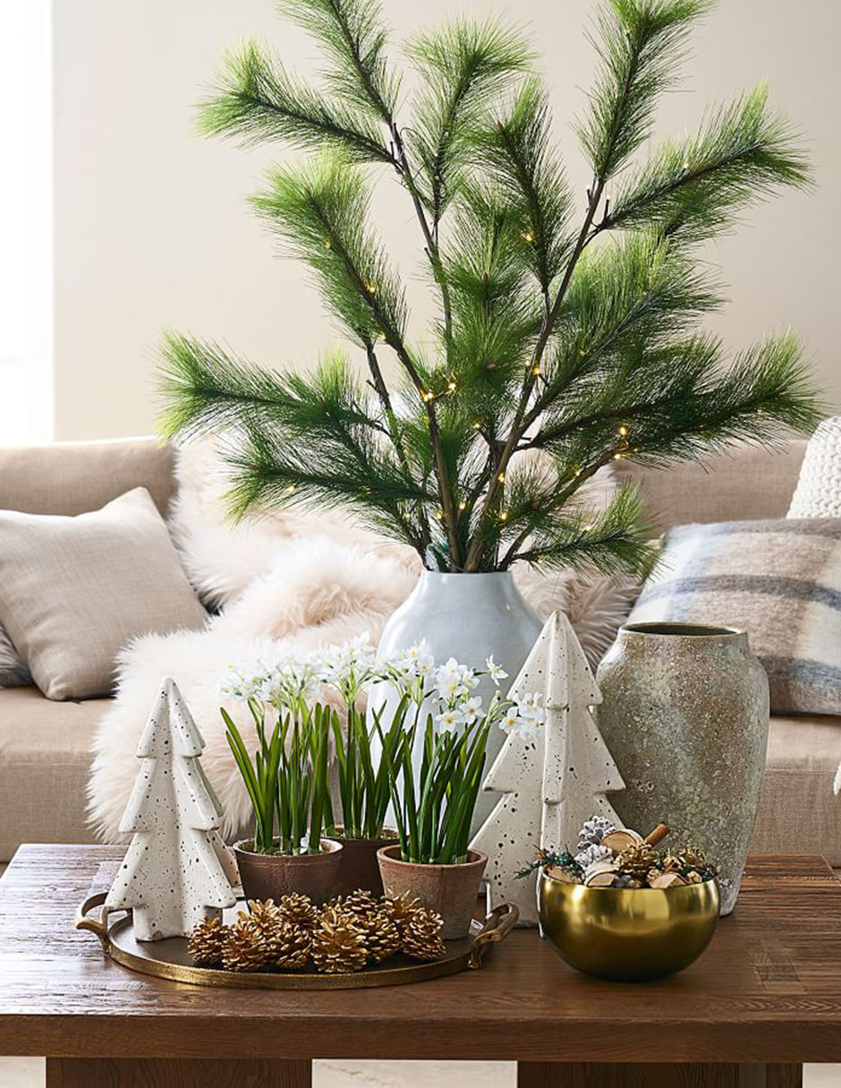 Rama decorativa Lit Faux Pine