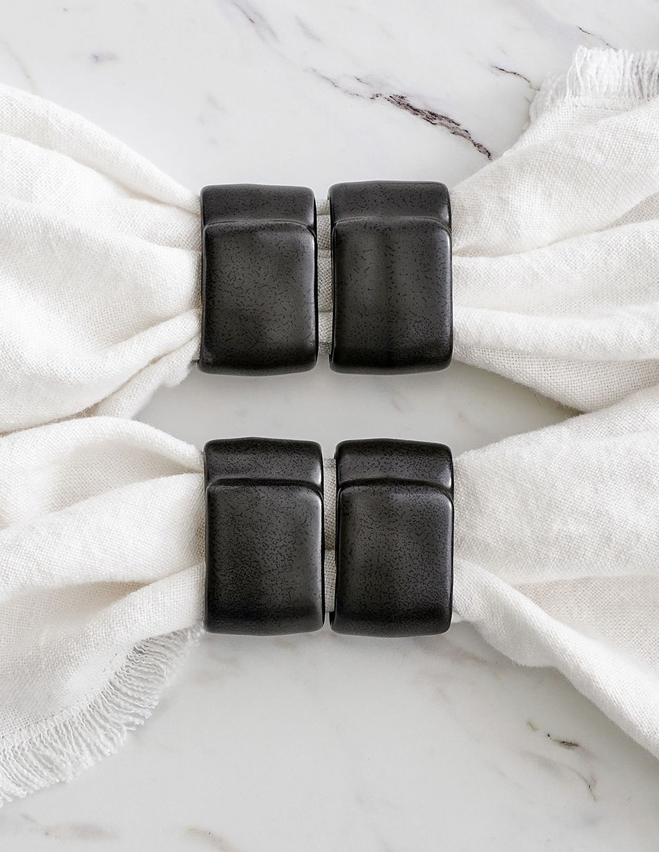 Set servilleta Frayed Oversized de lino 4 piezas