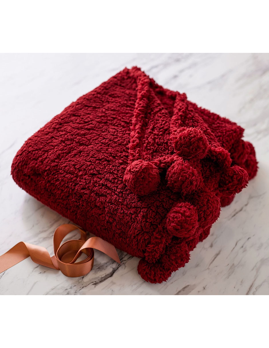 Frazada de tejido plano Cozy Pom Pom