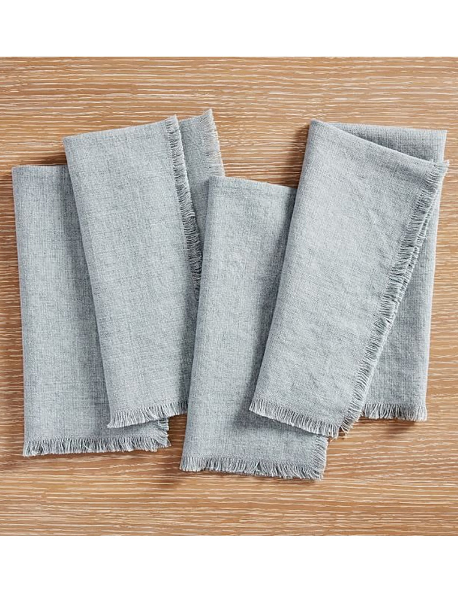 Set servilleta Frayed Oversized de lino 4 piezas