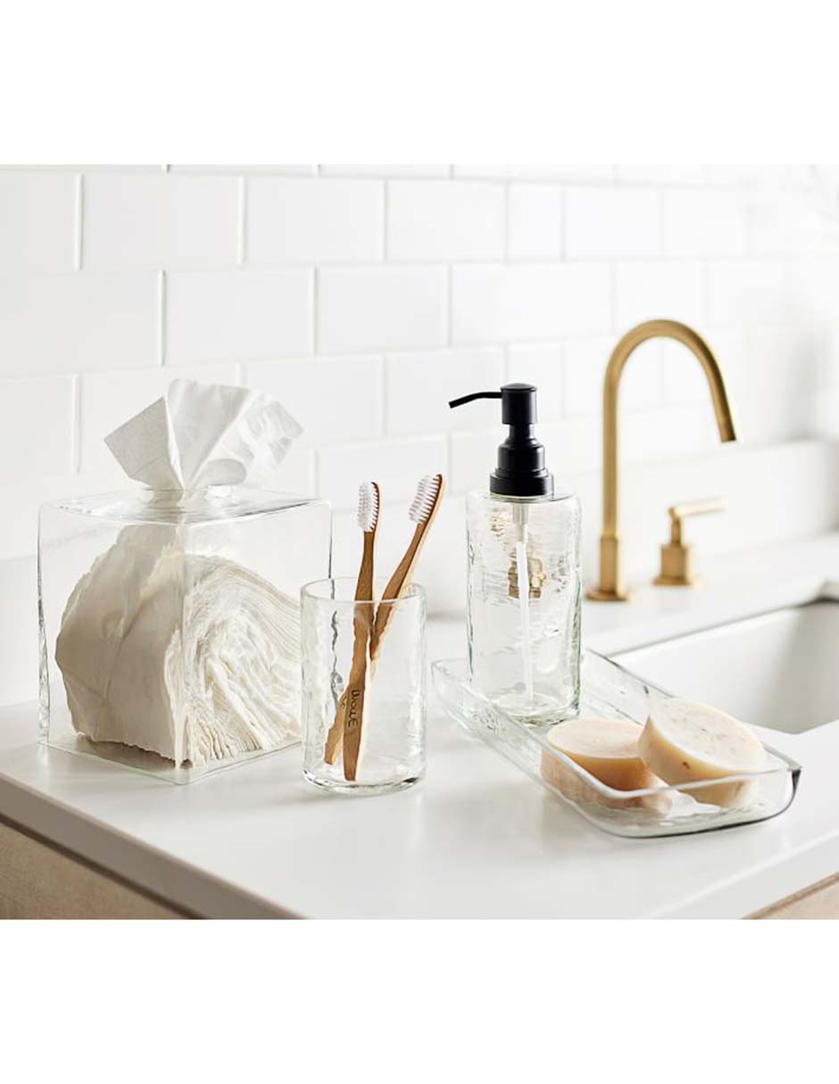 Porta cepillo de dientes Pottery Barn Hammered Glass