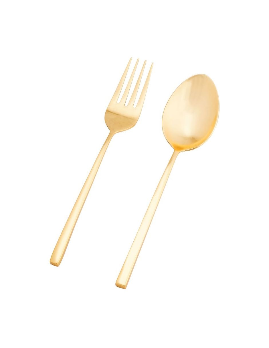 Imagen de producto Set cubiertos Luna Brushed Gold de acero inoxidable 2 piezas