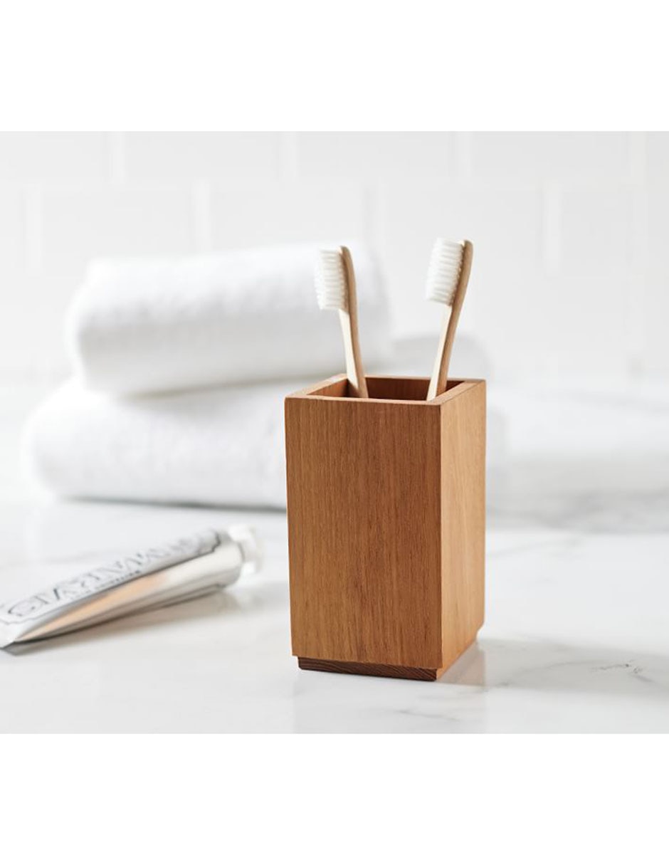 Porta cepillo de dientes Pottery Barn Teak Toothbrush Holder