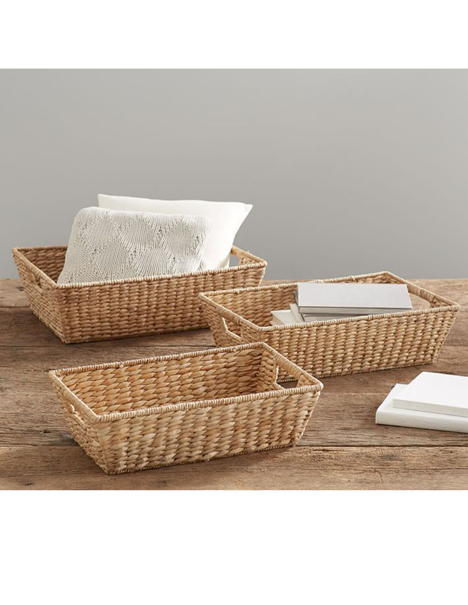 Canasta con forma rectangular Seagrass Basket de ratán