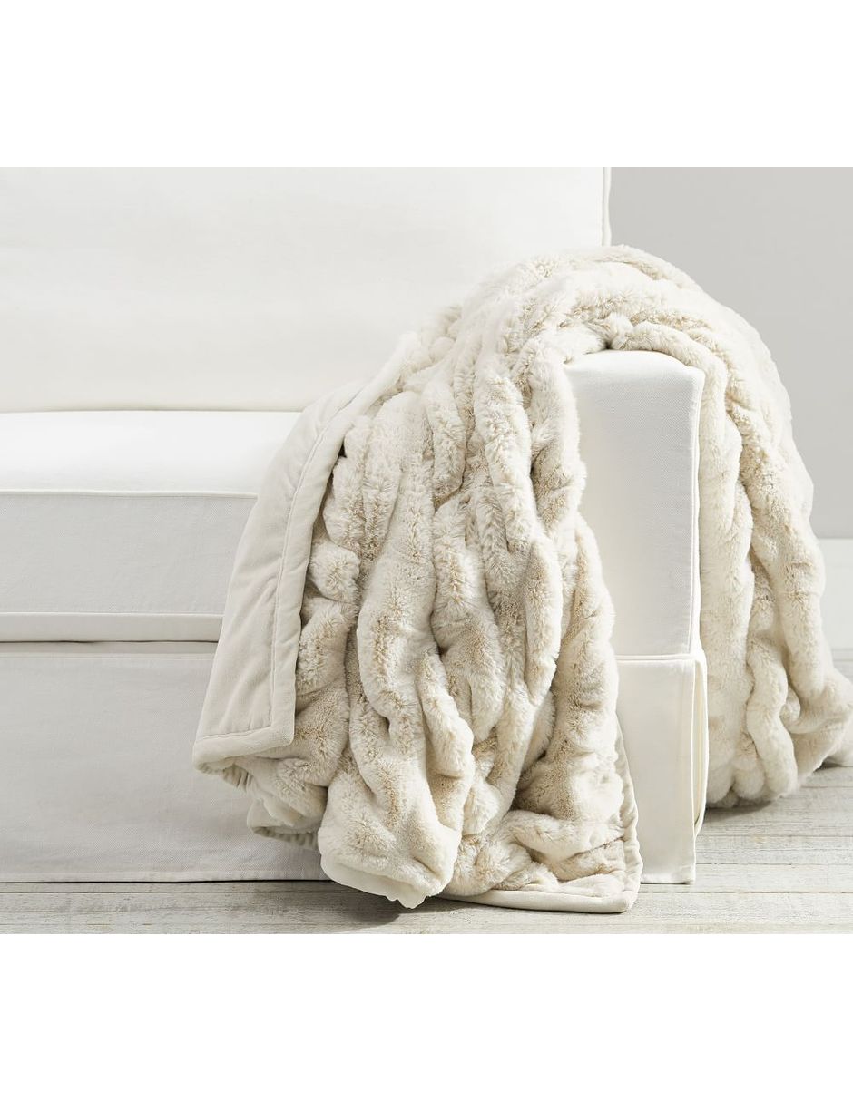 Frazada de tejido jacquard Faux Fur Ruched Frazada de tejido jacquard Faux Fur Ruched