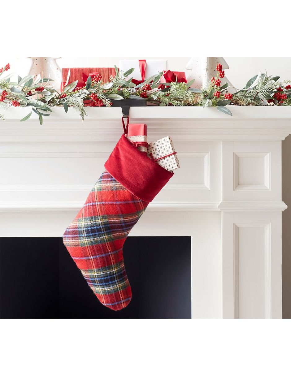 Bota navideña Plaid Stockings estampado a cuadros