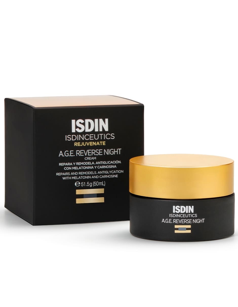 Crema facial recomendada para prevenir signos de la edad de noche A.g.e Reverse Night Isdin para todo tipo de piel
