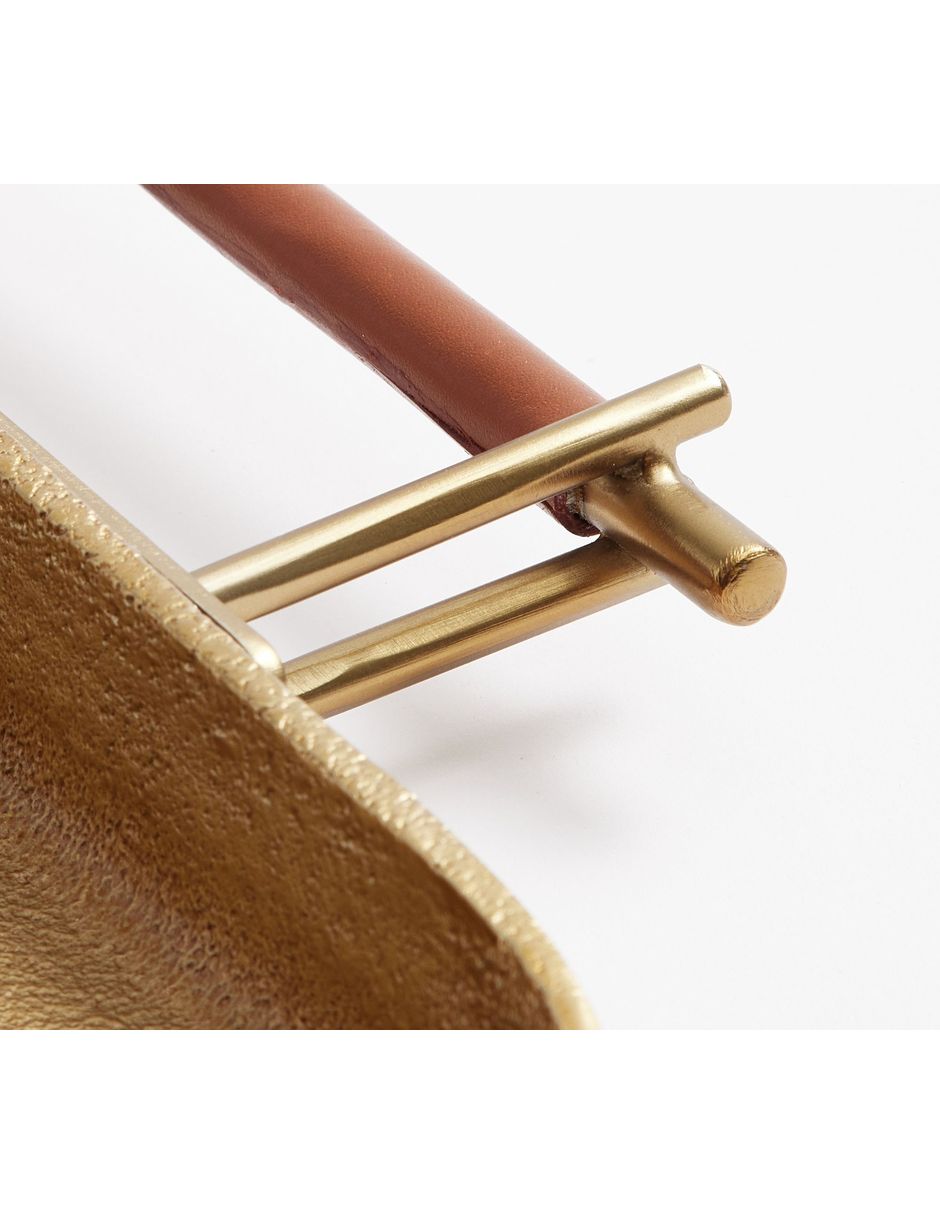 Bandeja decorativa Brass & Leather de aluminio