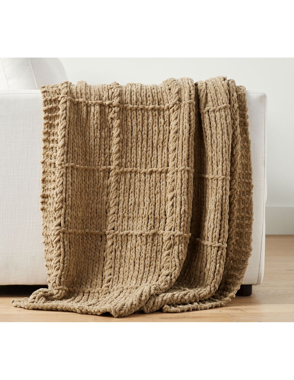 Frazada de tejido de punto Chenille Windowpane