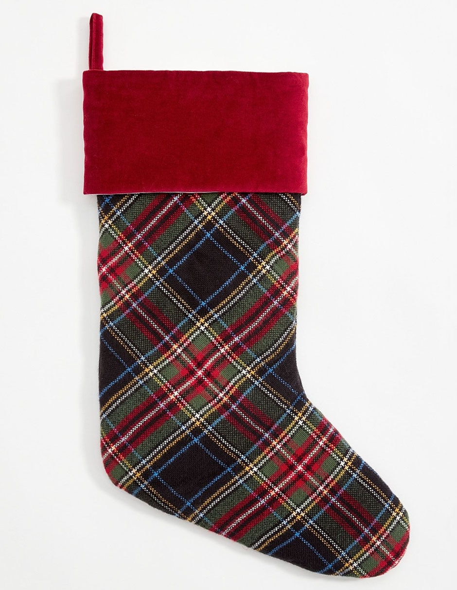 Bota navideña Plaid estampado a cuadros