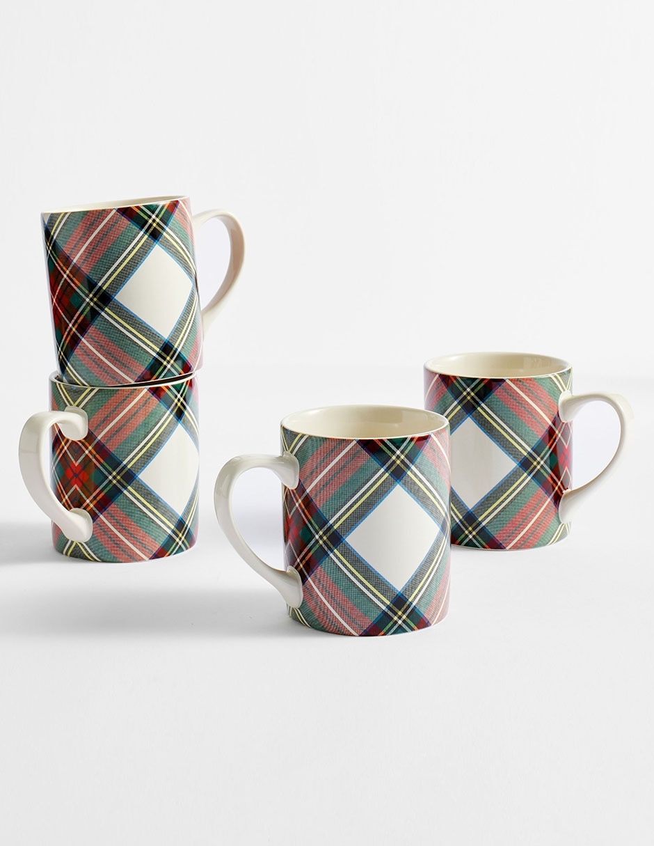 Set de tazas americanas Stewart Plaid Mugs 4 piezas