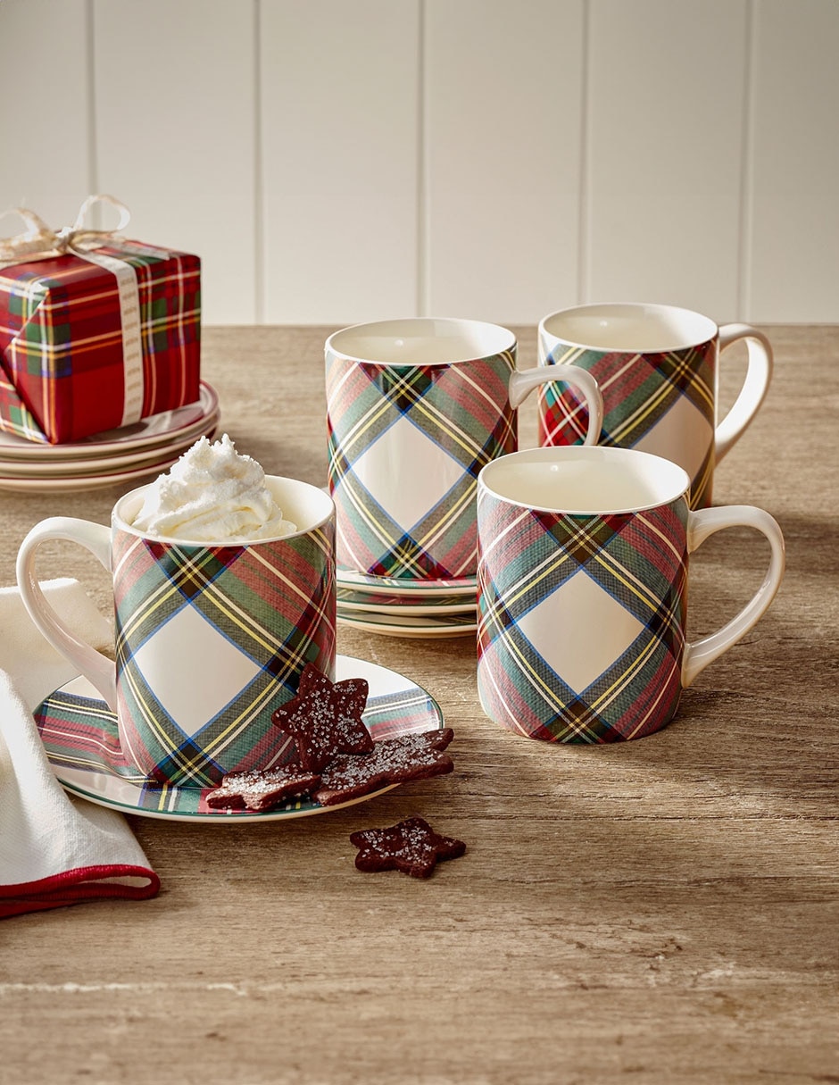 Set de tazas americanas Stewart Plaid Mugs 4 piezas 2