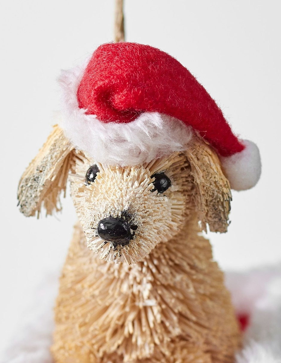Figura decorativa de perro Bottlebrush de madera