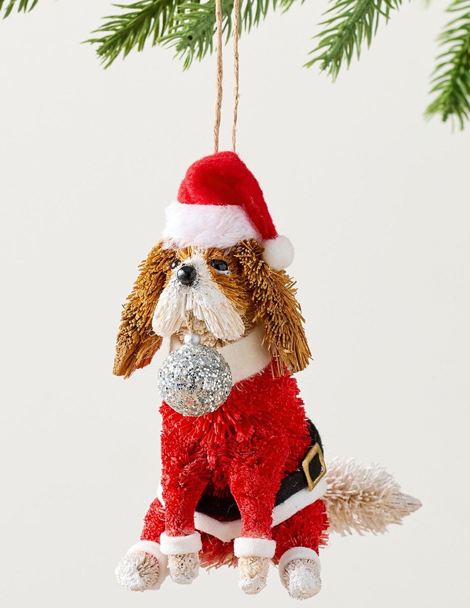 Ornamento Navidad perro Bottlebrush Orn
