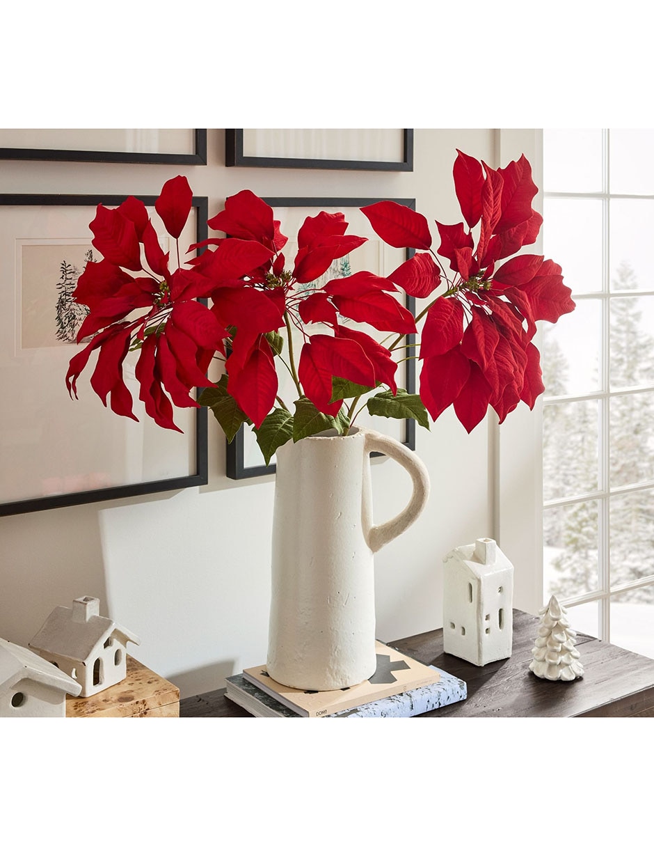 Nochebuena artificial Poinsettia Stem 4