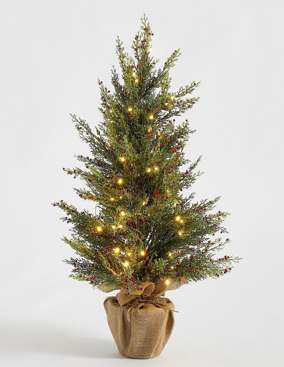 Árbol decorativo Lit Cedar Berry 90 cm con maceta