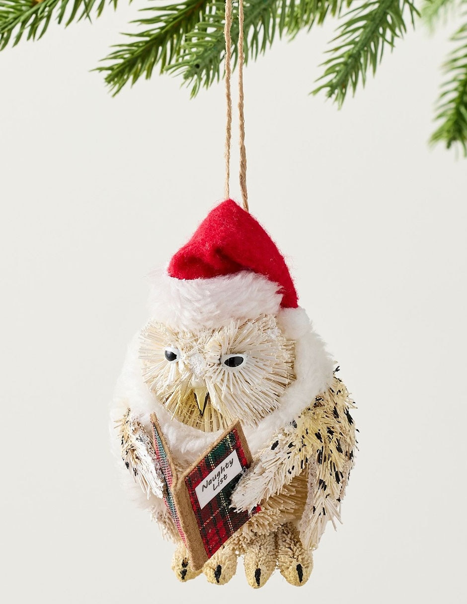 Ornamento Navidad búho Bottlebrush Orn