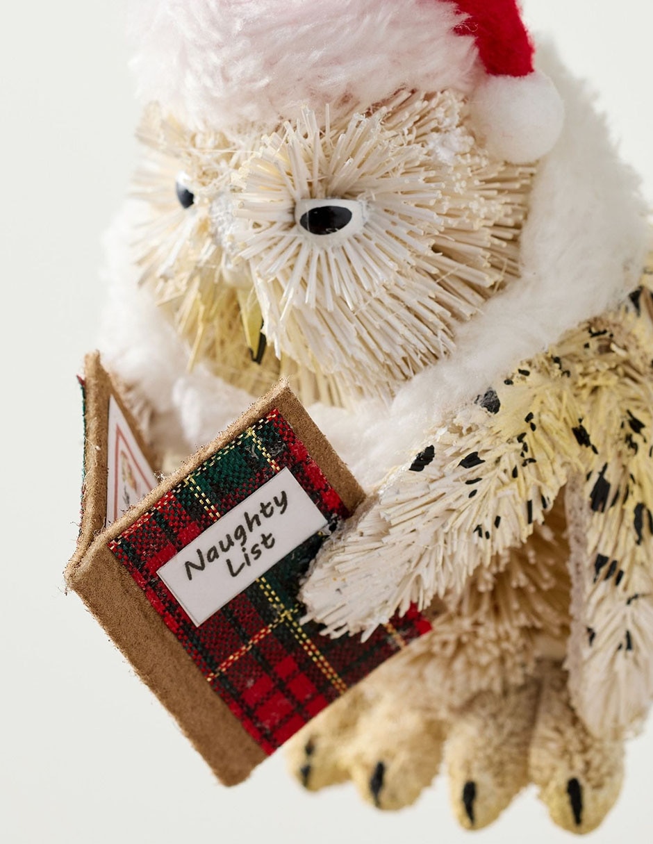 Ornamento Navidad búho Bottlebrush Orn