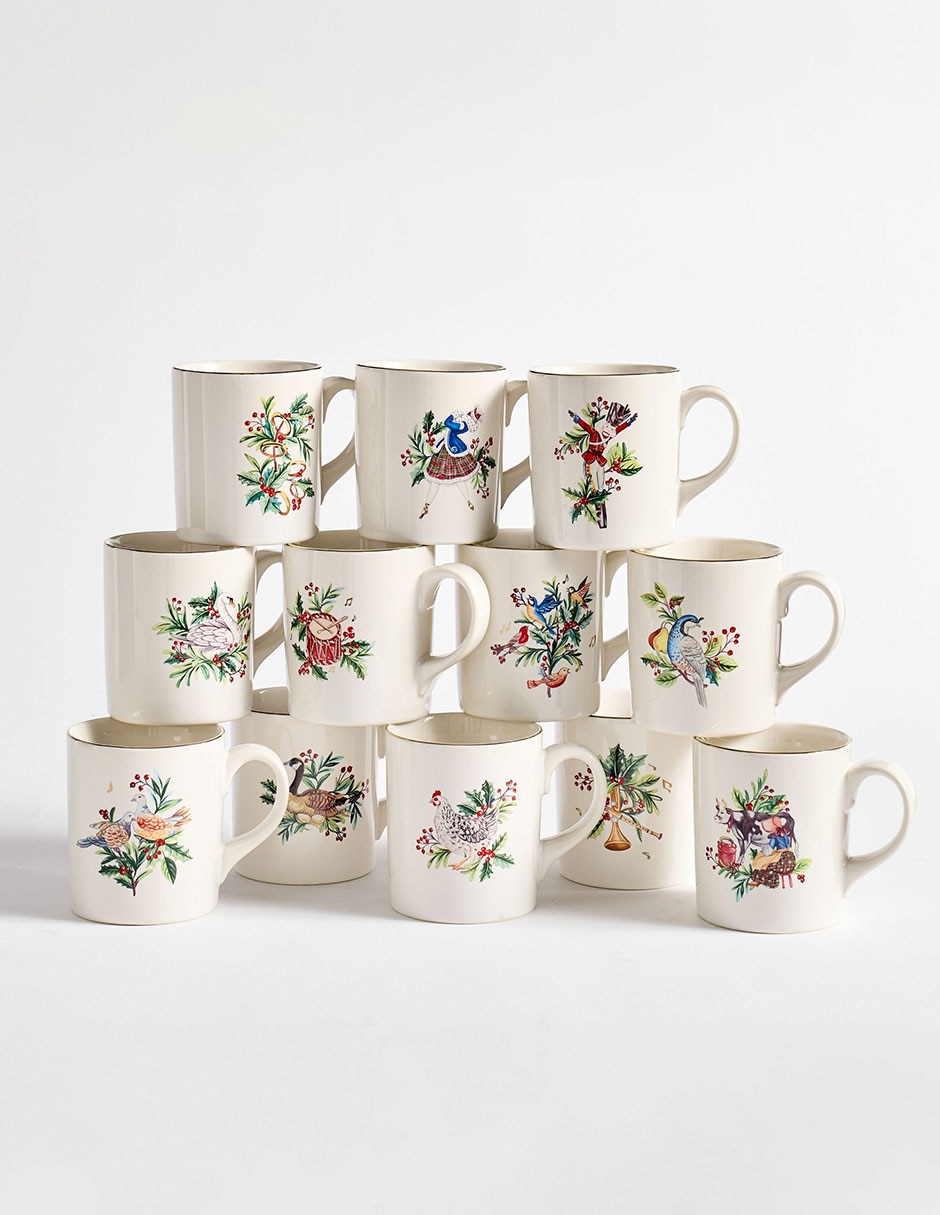 Set de tazas navideñas americanas Navidad 12 Days of Christmas 12 piezas