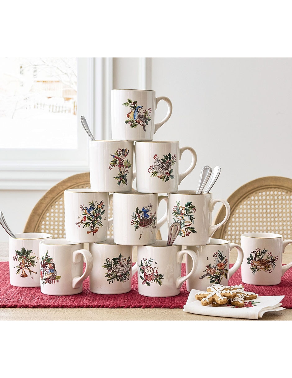 Set de tazas navideñas americanas Navidad 12 Days of Christmas 12 piezas