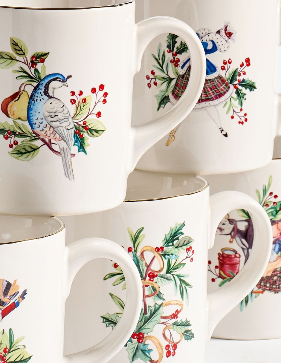 Set de tazas navideñas americanas Navidad 12 Days of Christmas 12 piezas