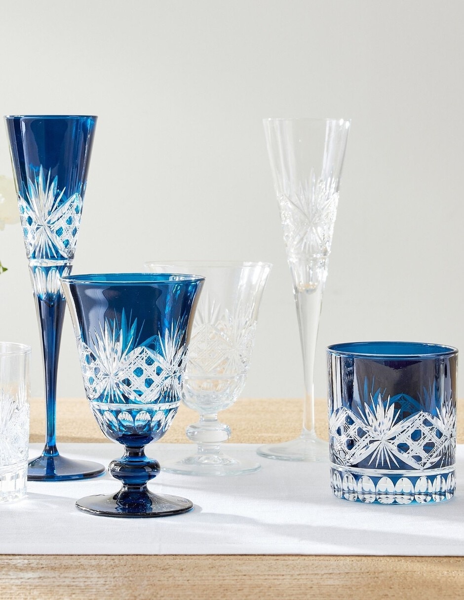 Set vaso para agua Antique Cut de vidrio con 4 piezas