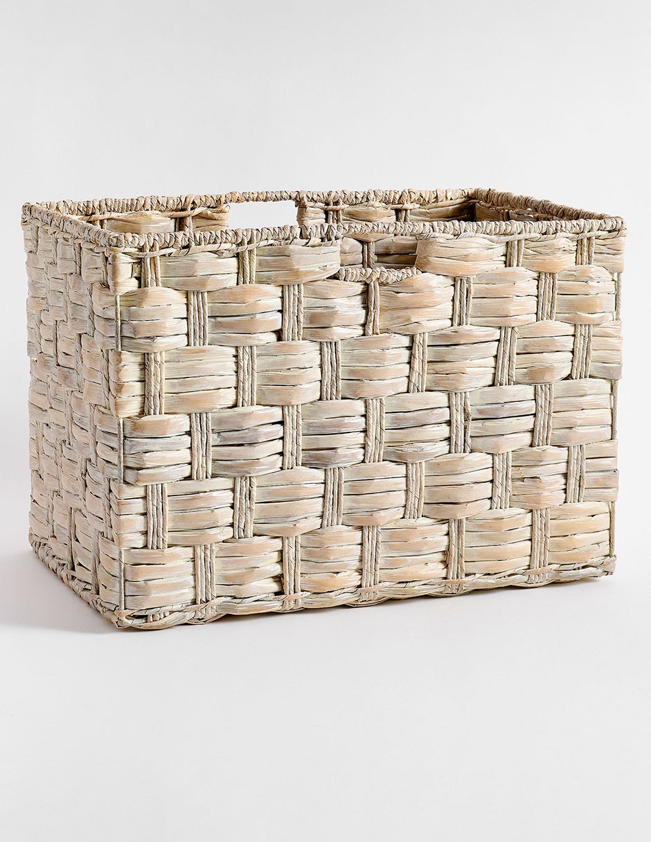 Canasta con forma rectangular de fibras naturales 1
