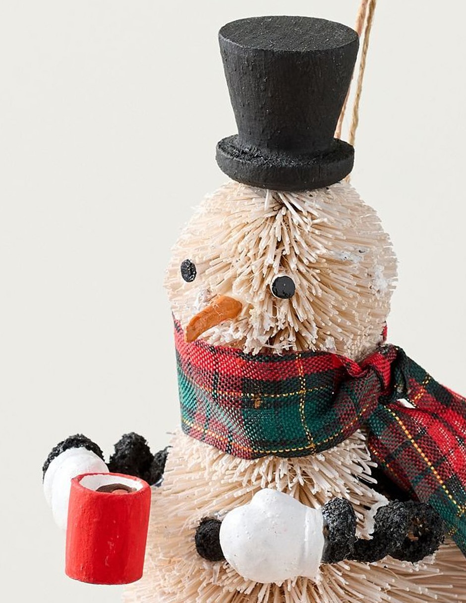 Ornamento Navidad muñeco nieve Snowman Bottlebrush 2