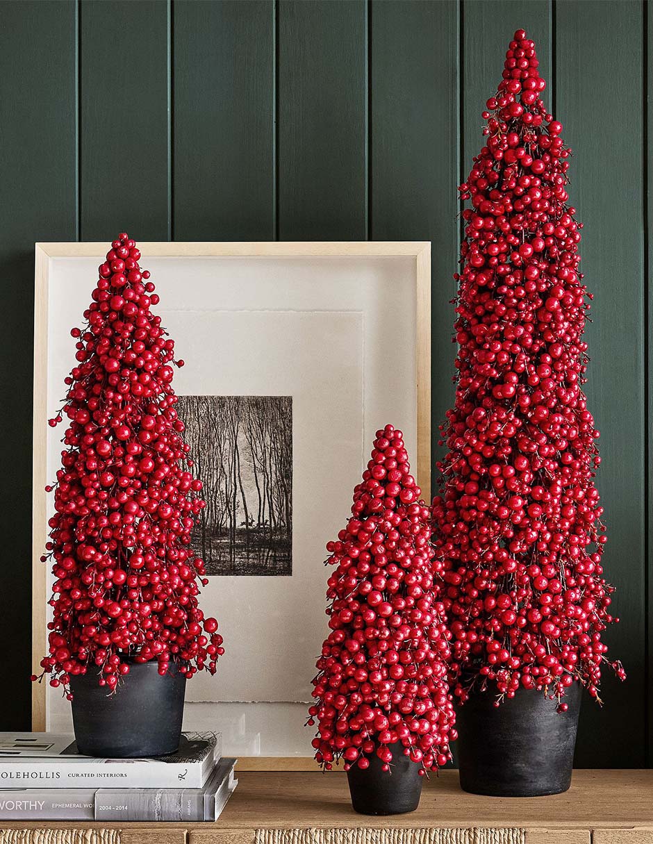 Figura decorativa de pino Navidad Berry Cluster Cone 4