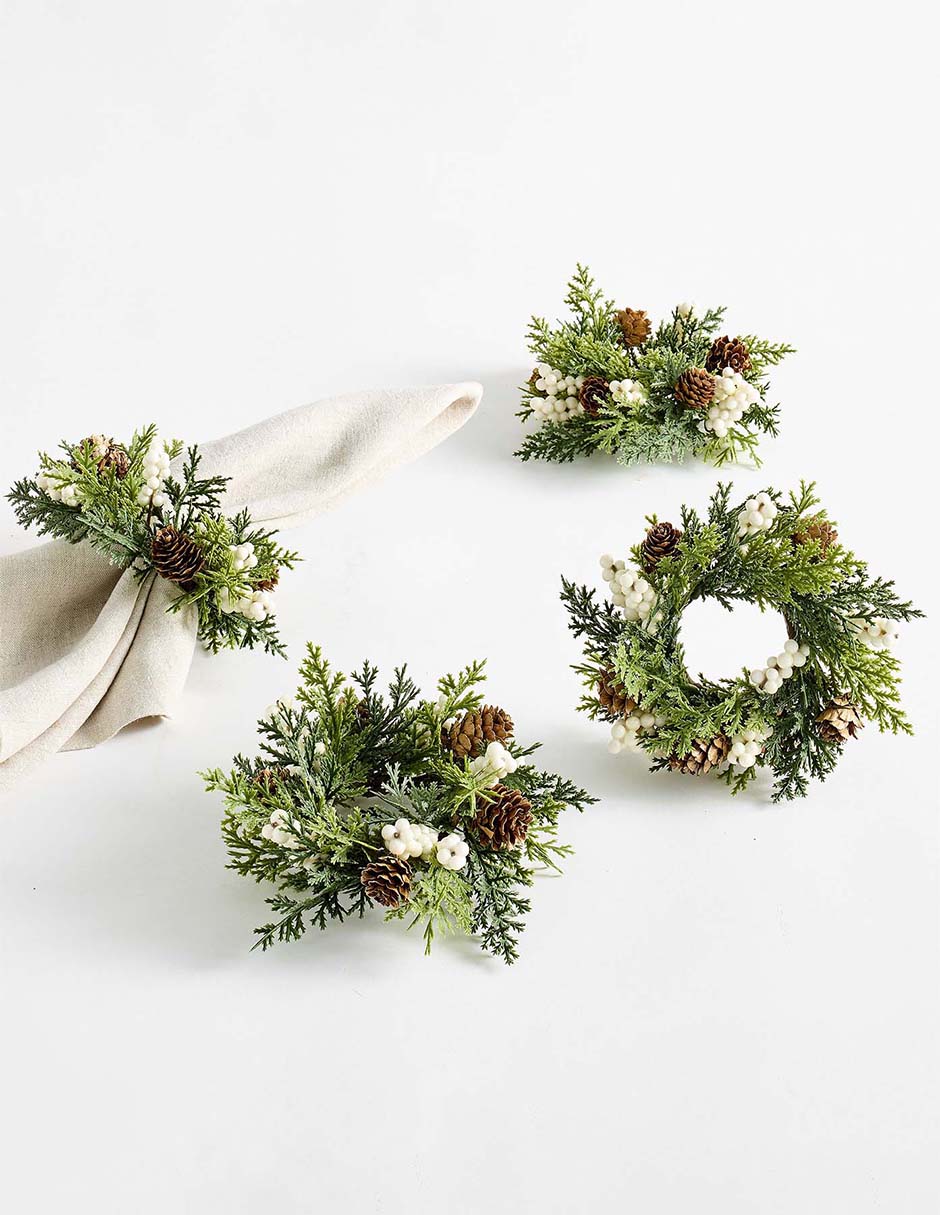 Set aro para servilletas White Berry Pinecone