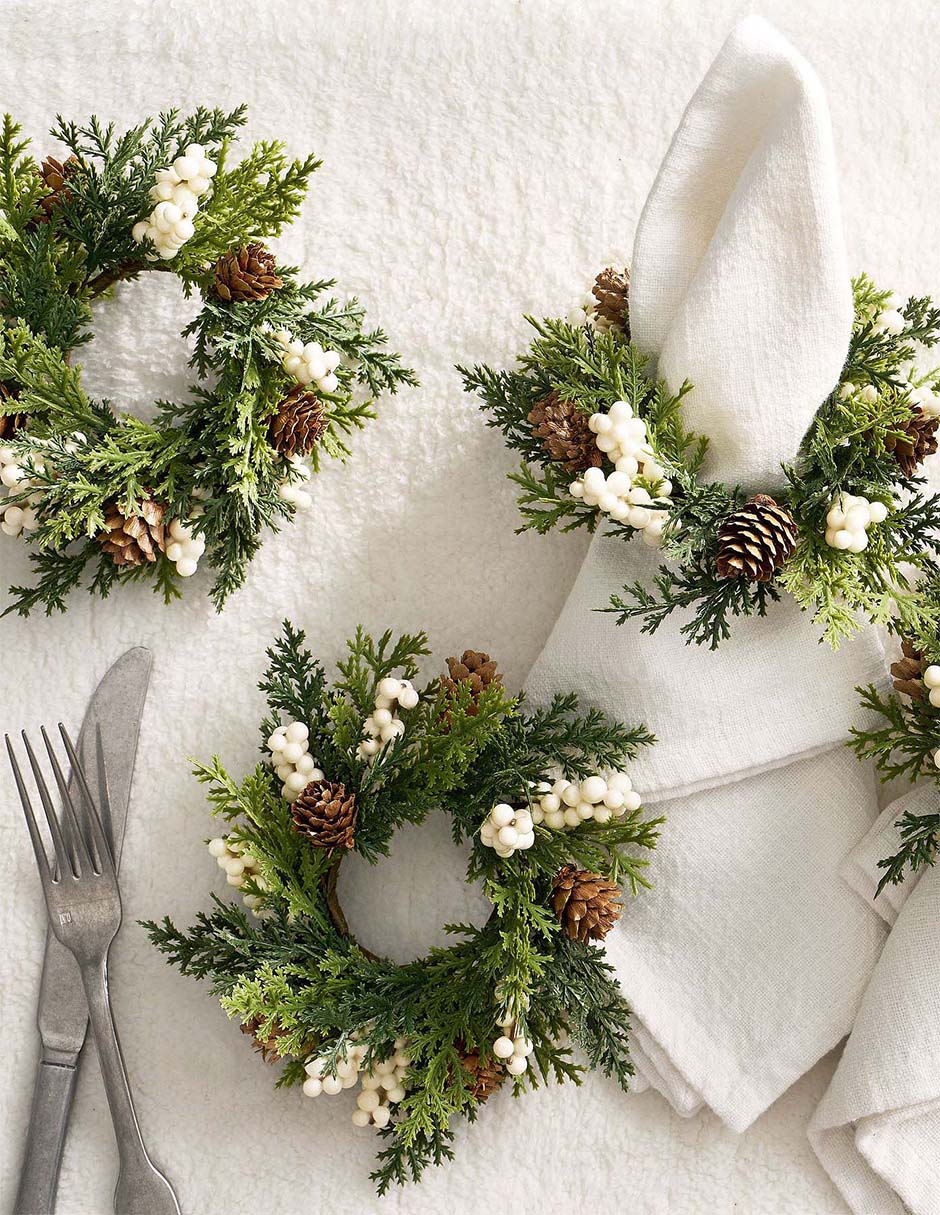 Set aro para servilletas White Berry Pinecone 2