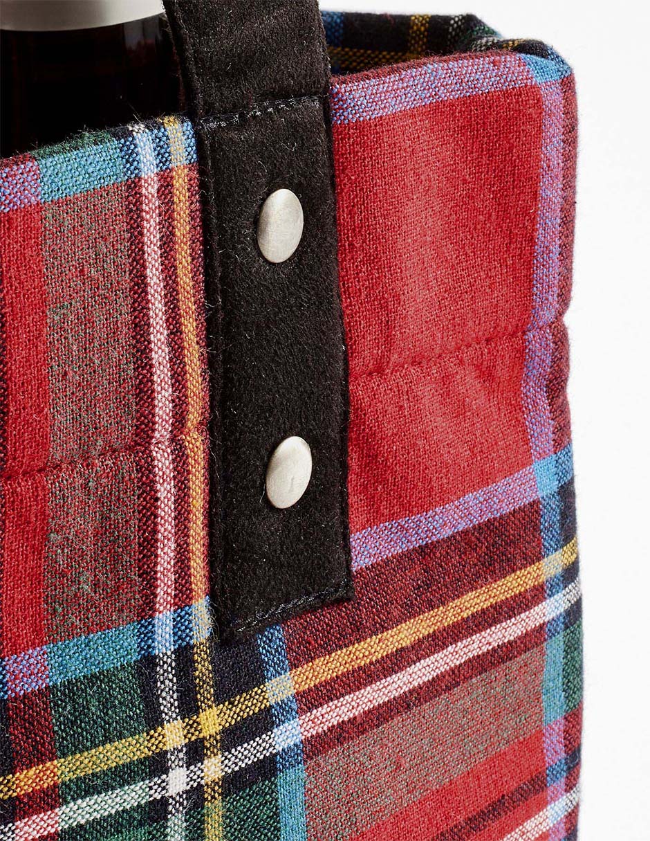 Portabotella Steward Plaid de algodón 2