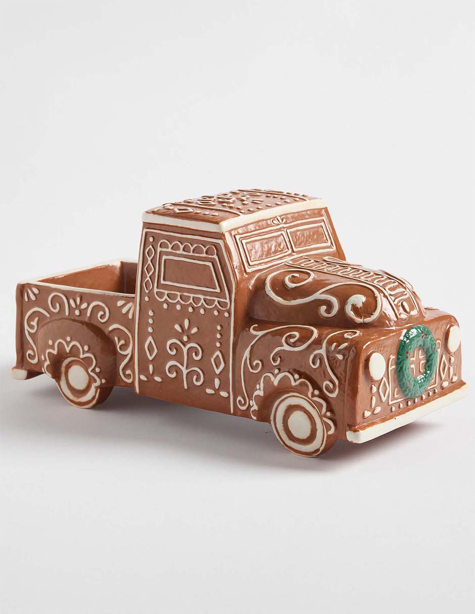 Figura decorativa de carrito Navidad Gingerbread village de cerámica
