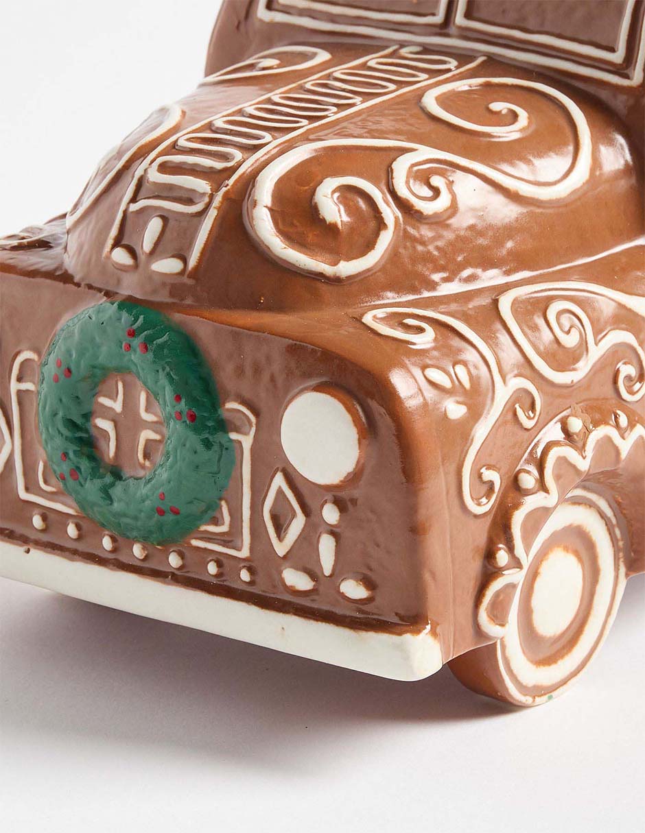 Figura decorativa de carrito Navidad Gingerbread village de cerámica 2