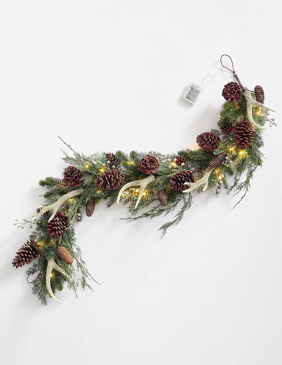 Guirnalda de oyamel Rustic Glam con moño 87 cm