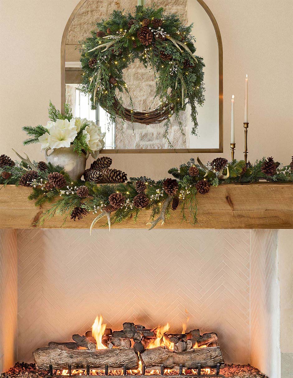 Guirnalda de oyamel Rustic Glam con moño 87 cm 3