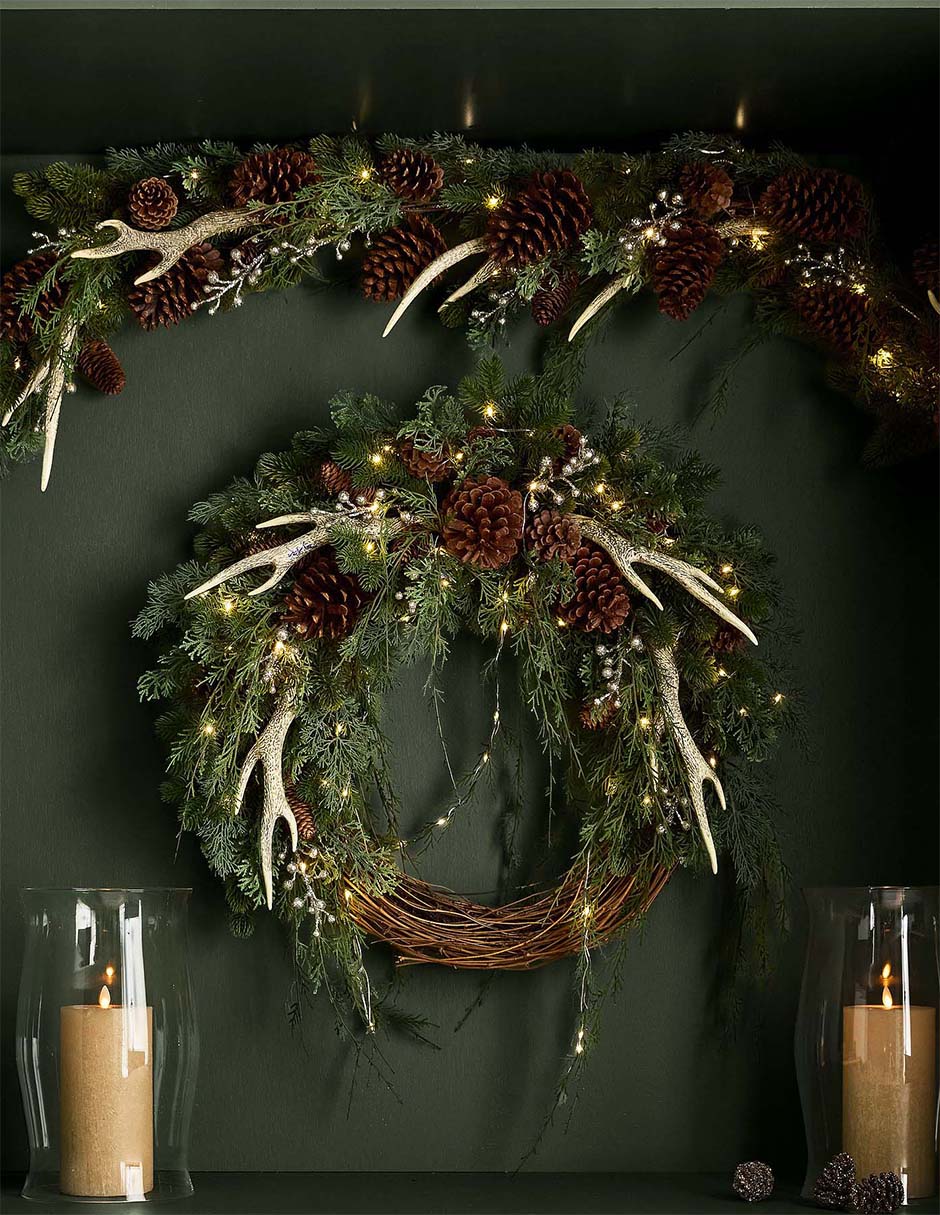 Guirnalda de oyamel Rustic Glam con moño 87 cm 4