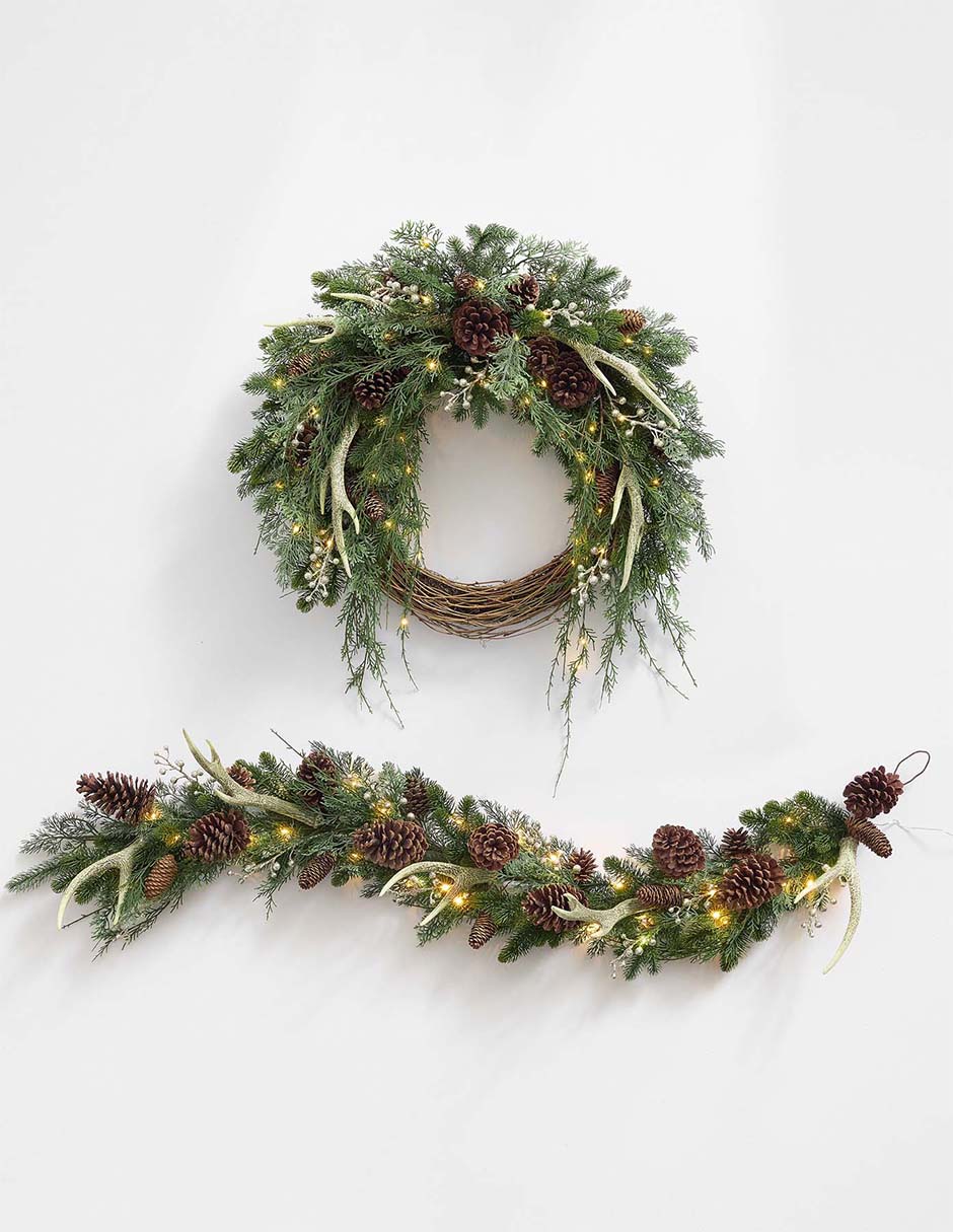 Guirnalda de oyamel Rustic Glam con moño 87 cm 5