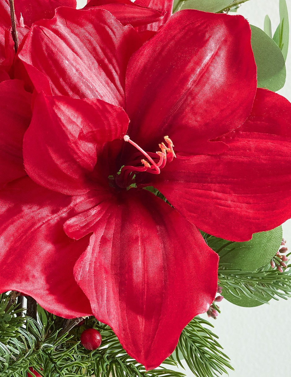 Ramo navideño de amaryllis Faux Holiday Bundle 2