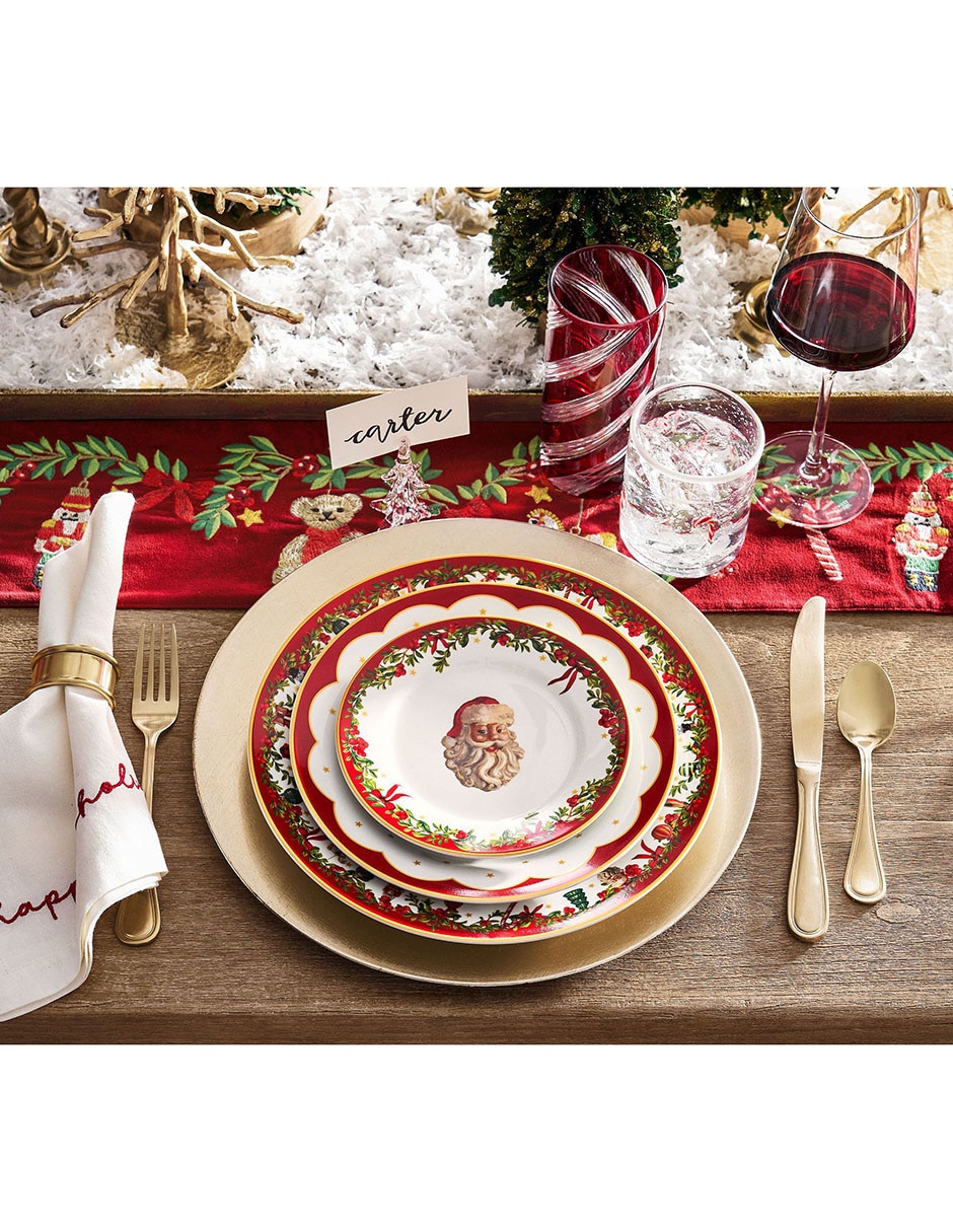 Set de plato para postre navideño Nostalgic Christmas de cerámica 4 piezas