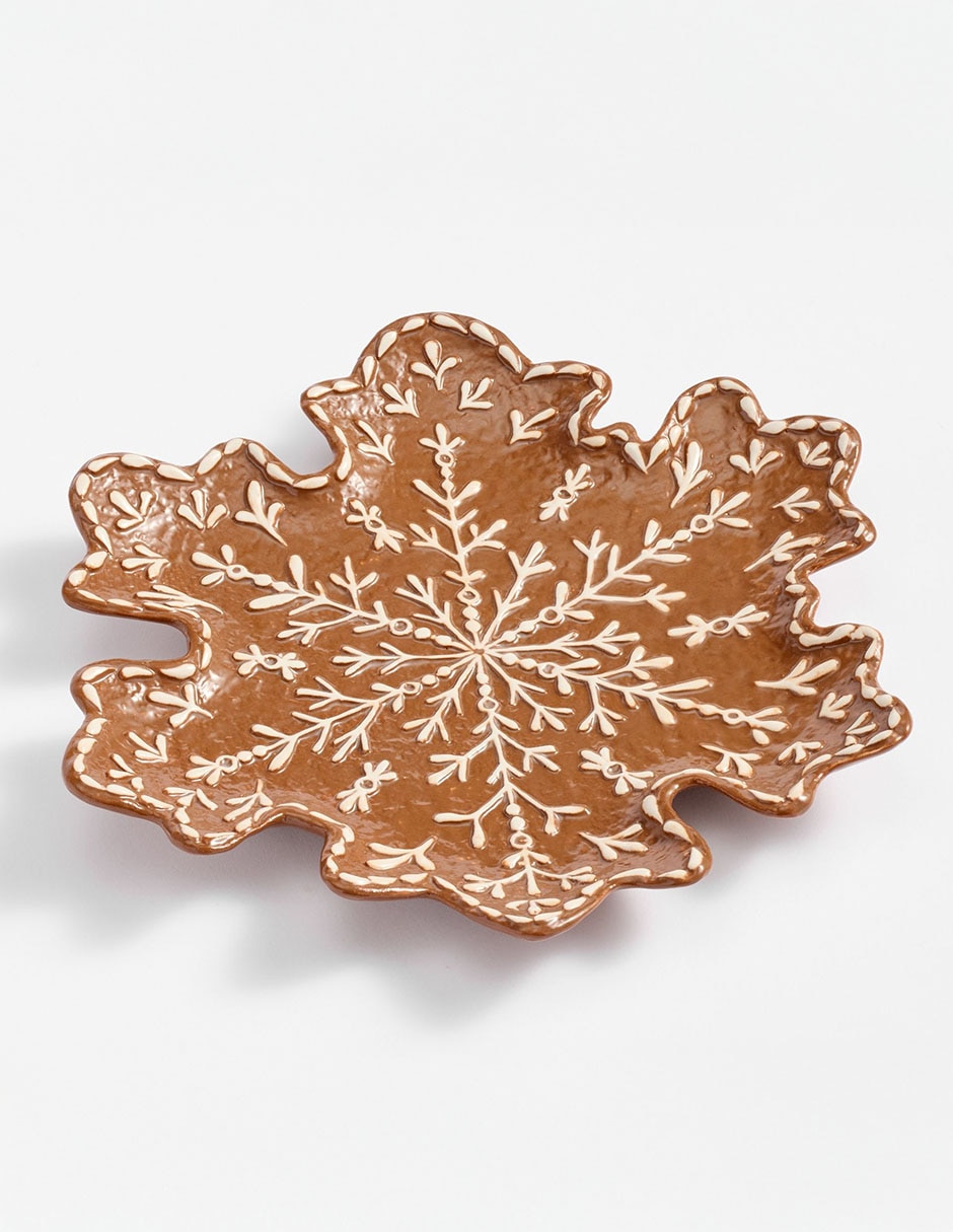 Plato navideño Snowflake de cerámica