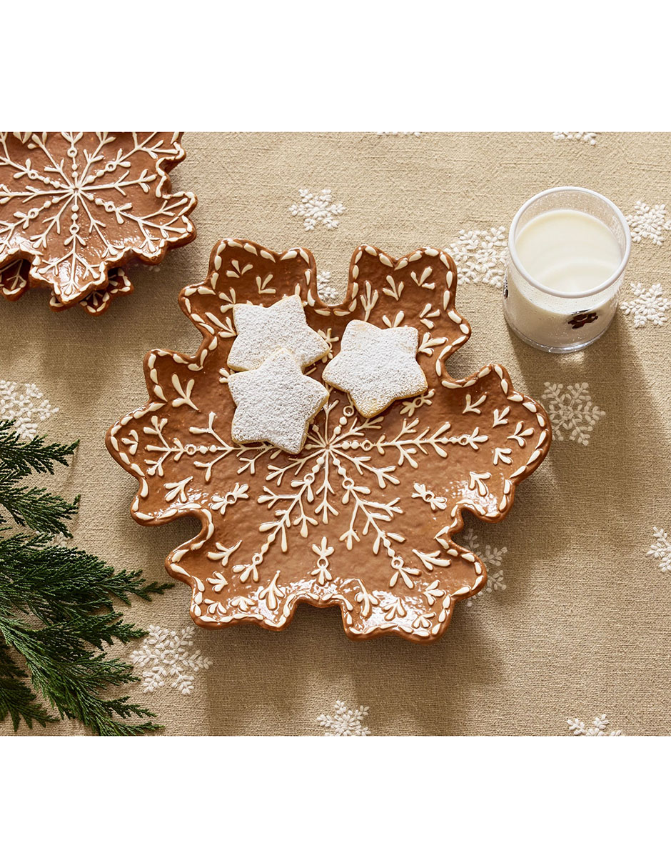 Plato navideño Snowflake de cerámica