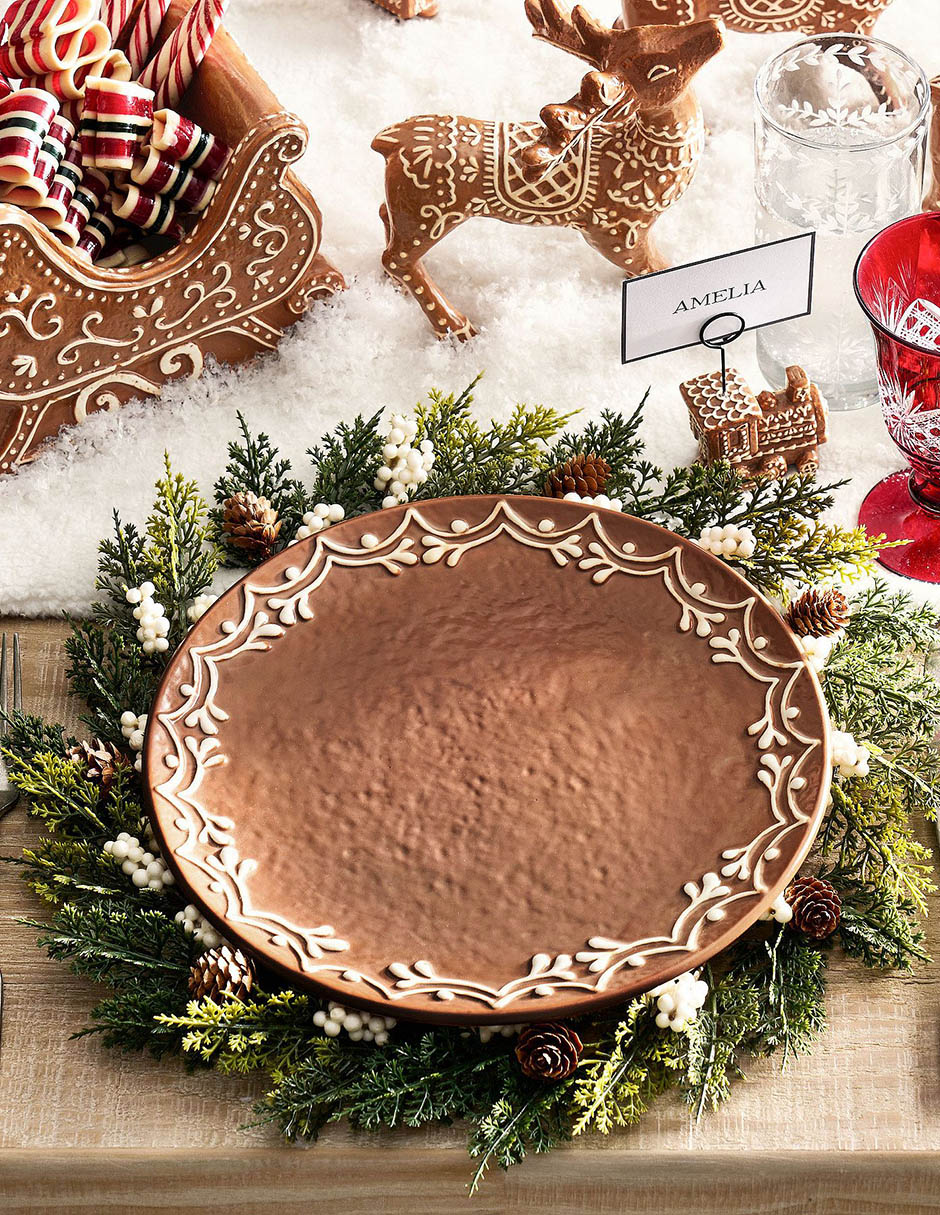 Plato trinche navideño Gingerbread de cerámica