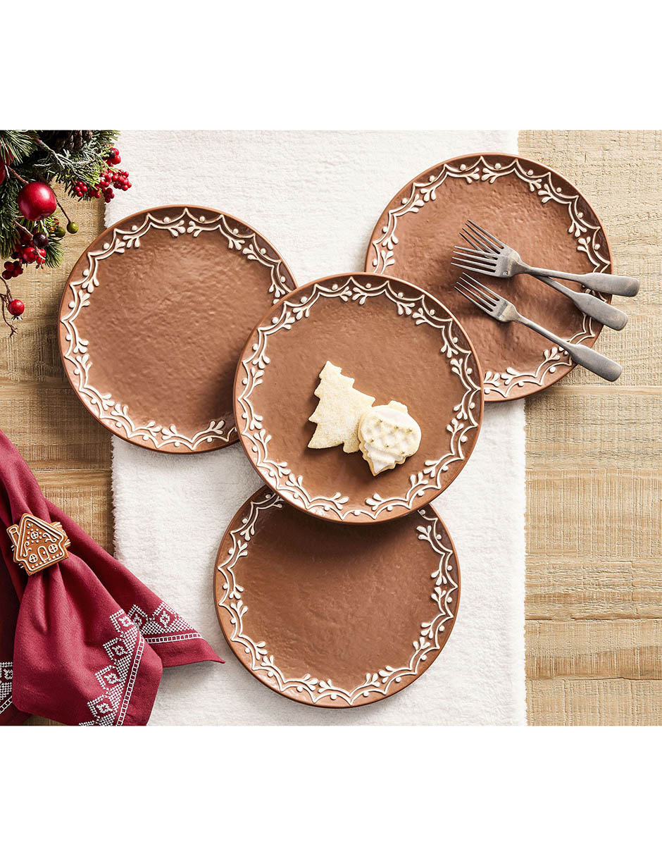 Plato trinche navideño Gingerbread de cerámica