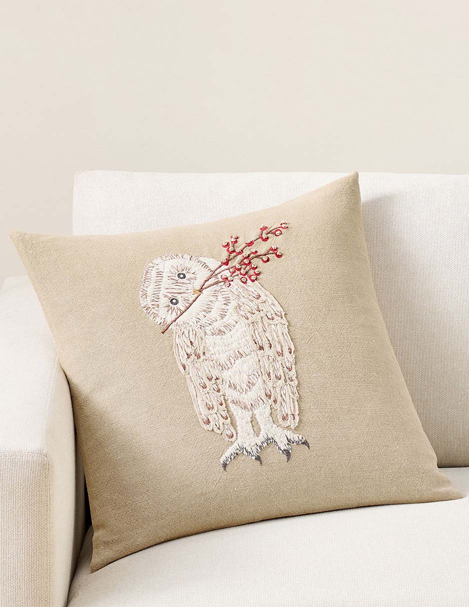 Funda cojín Owl With Berries Búho