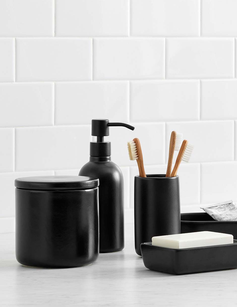 Frasco de almacenamiento matte black de porcelana